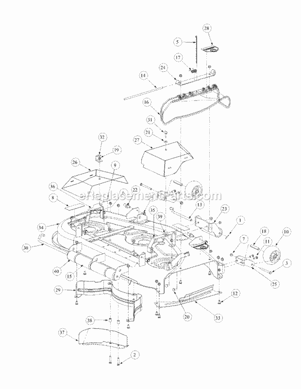 Stamped Deck Diagram and Parts List for M48-KWS 53AB5D4M150-17-HP Cub Cadet Lawn Tractor